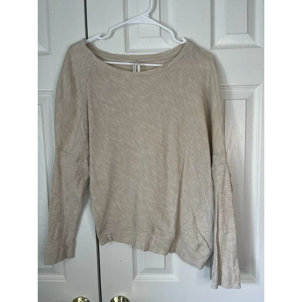 Anthropologie Ribbed Beige Top Women Small